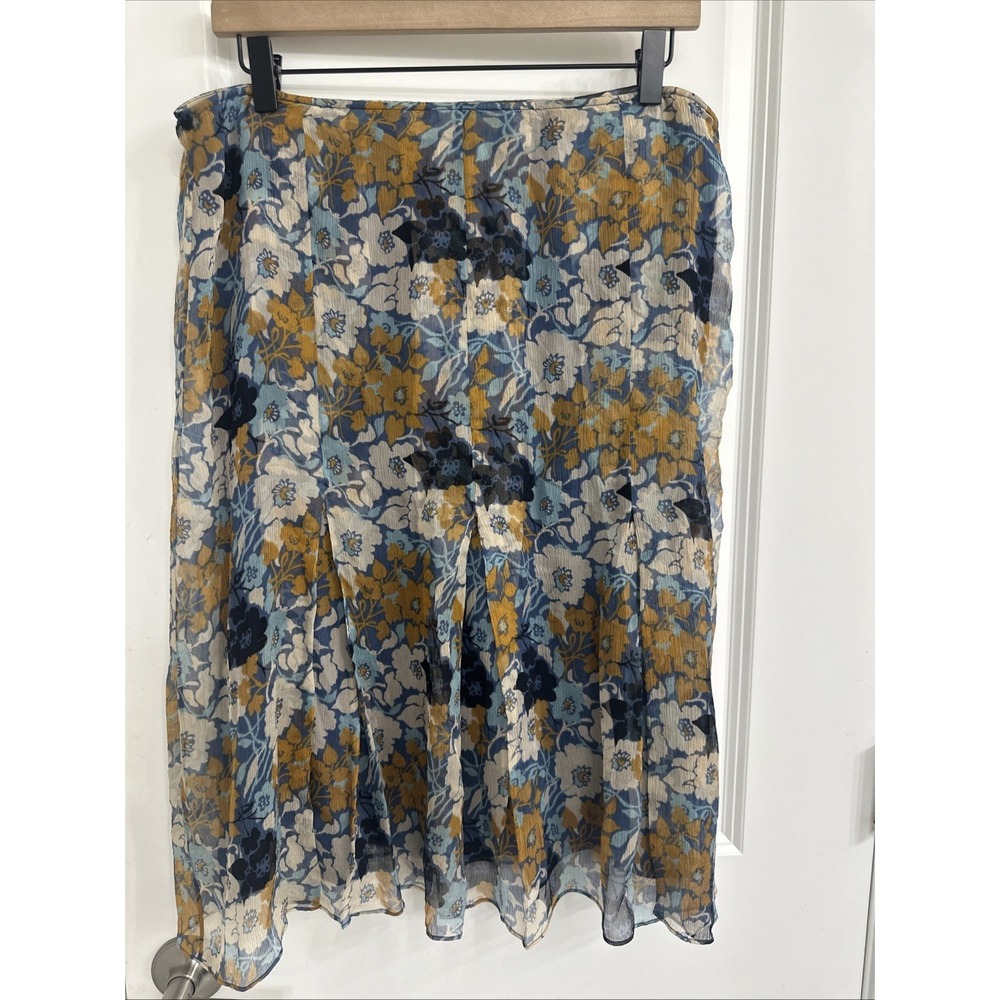 St. John Collection Women Size 10 Autumnals Floral Lined Pleated Midi Skirt Silk